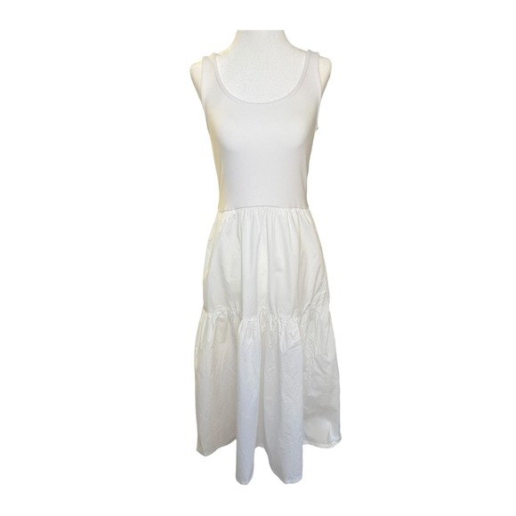 J.Crew Dresses & Skirts - J. Crew White Tank‎ Dress Tiered Knit Mixy Midi Casual Women's XS NWT